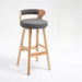 MIRODEMI® High-Leg Bar Stool with Backrest Made of Solid Wood 