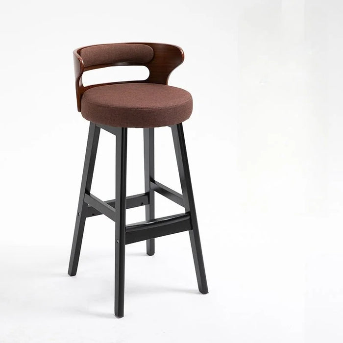 MIRODEMI® High-Leg Bar Stool with Backrest Made of Solid Wood image | furniture