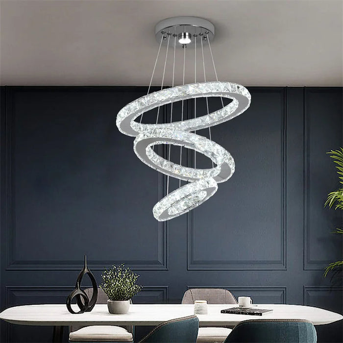 MIRODEMI® Hinwil | Ring Design Gold/Chrome Crystal Chandelier for Dining Room