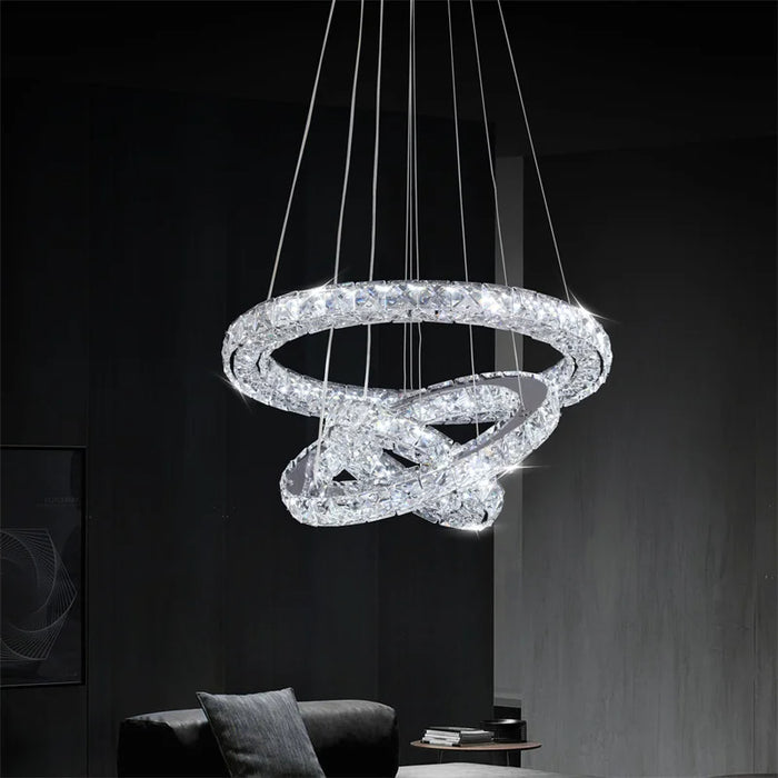 MIRODEMI® Hinwil | Ring Design Gold/Chrome Crystal Chandelier for Dining Room