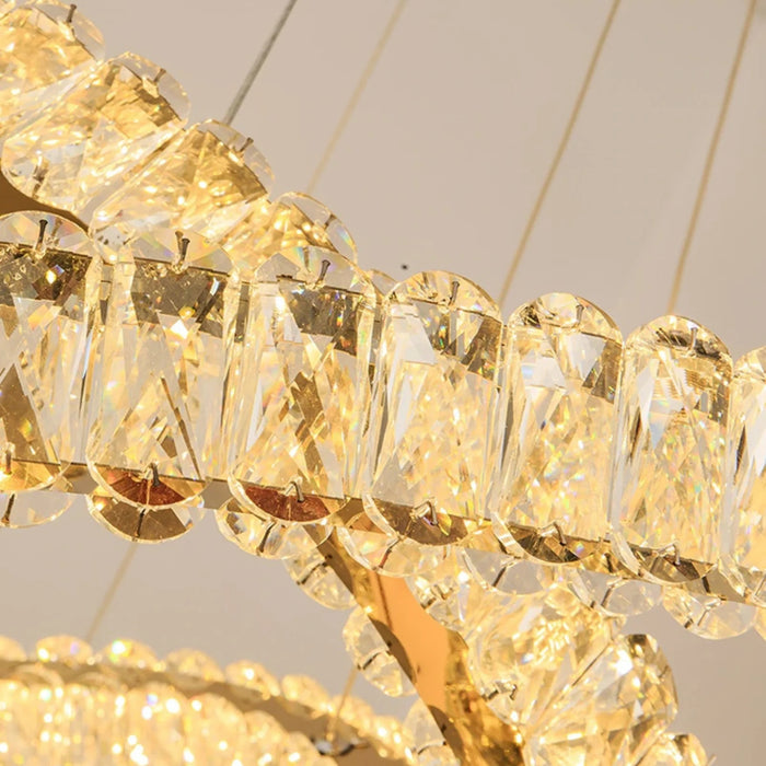 MIRODEMI® Hinwil | Ring Design Gold/Chrome Crystal Chandelier for Bedroom