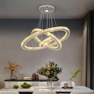 MIRODEMI® Hinwil | Ring Design Gold/Chrome Crystal Chandelier for Dining Room