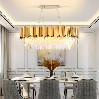 MIRODEMI Hooglede | Gorgeous Rectangle Gold Stylish Modern Chandelier for Dining Room