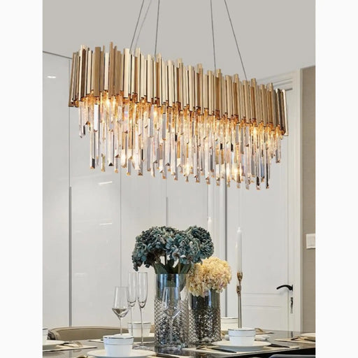 MIRODEMI® Hooglede | Aesthetic Rectangle Gold Stylish Modern Chandelier for Dining room