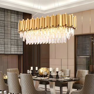 MIRODEMI Hooglede | Art-Deco Rectangle Gold Stylish Modern Chandelier for Dining Room