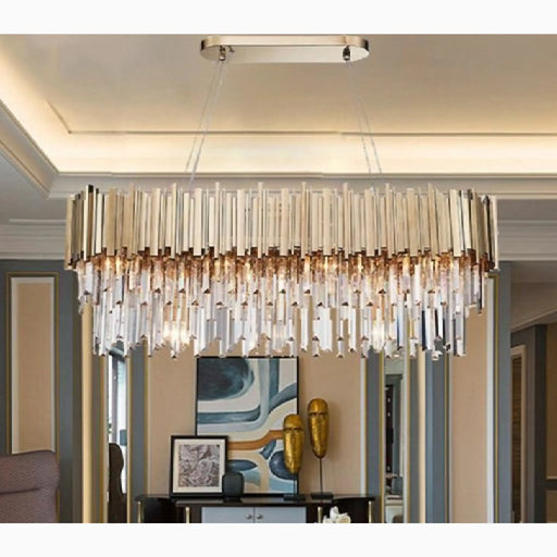 MIRODEMI® Hooglede | Classy Rectangle Gold Stylish Modern Chandelier for Dining room