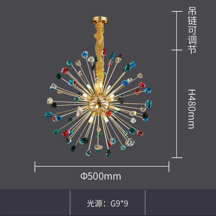 MIRODEMI® Horw | Luxury Colorful Stone Gold Crystal Chandelier for Bedroom