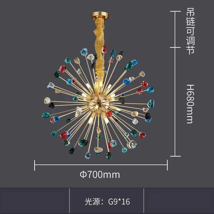 MIRODEMI® Horw | Luxury Colorful Stone Gold Crystal Chandelier for Bedroom