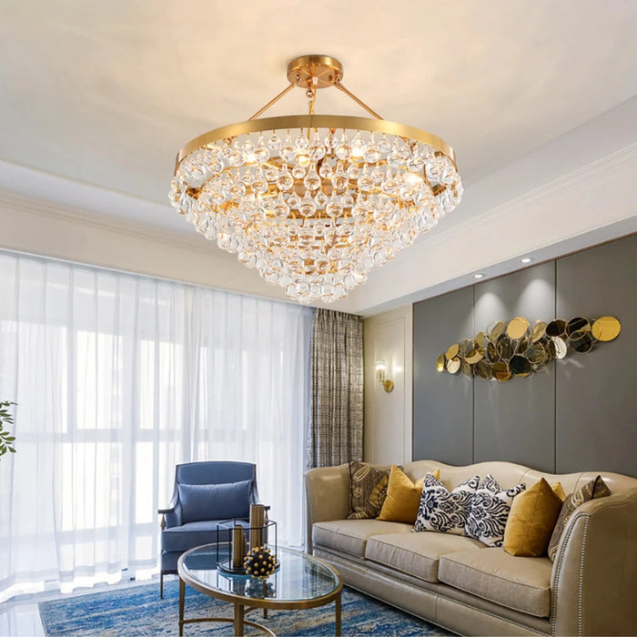 MIRODEMI® Houffalize | Gold/Black Crystal Round Chandelier for Dining Room