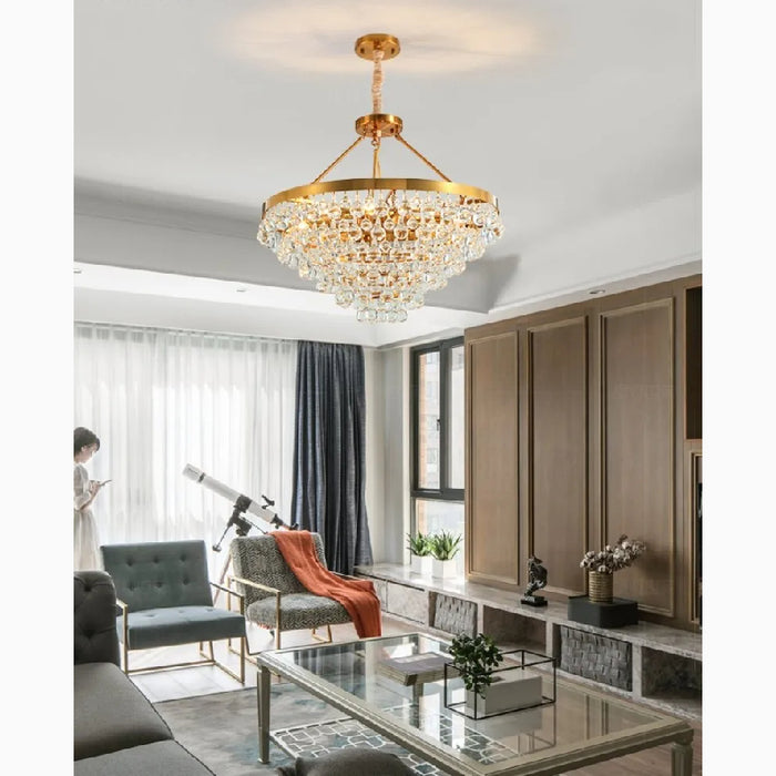 MIRODEMI® Houffalize | Gold/Black Crystal Round Chandelier for Dining Room