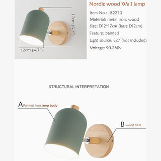 MIRODEMI® Huttwil | Nordic Wooden Colorful Macaroon Wall Sconce | wall light | wall lamp