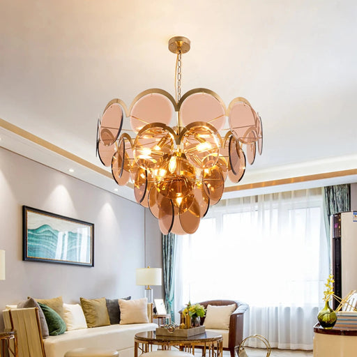 MIRODEMI® Huy | Amber/Smoke Gray Glass Chandelier for Hotel
