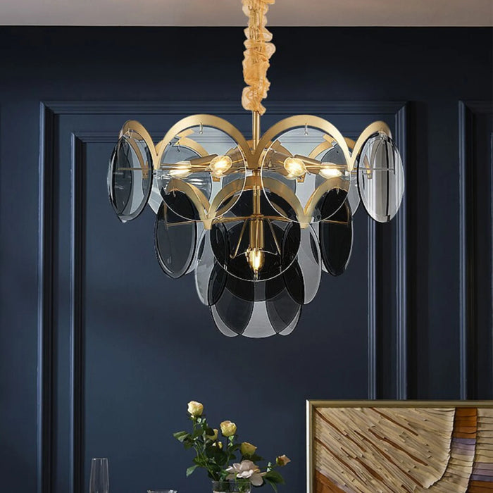 MIRODEMI® Huy | Amber/Smoke Gray Glass Chandelier for Dining Room
