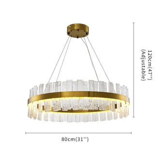 MIRODEMI® Ieper | Gold Glass Round Led Chandelier for Kitchen