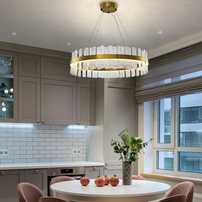 MIRODEMI® Ieper | Gold Glass Round Led Light for Living Room