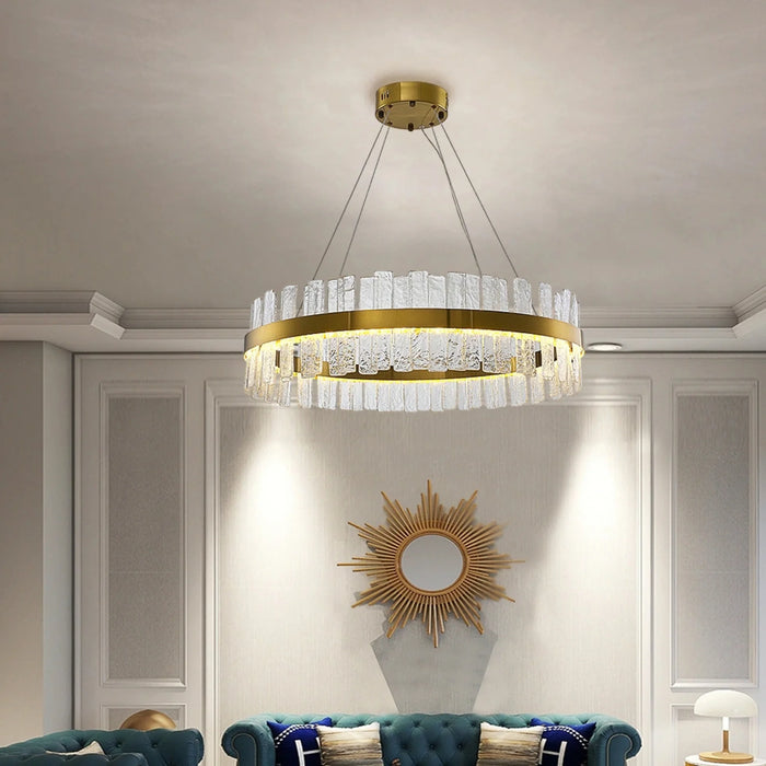 MIRODEMI® Ieper | Gold Glass Round Led Light Fixture for Living Room