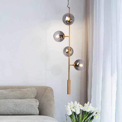 MIRODEMI® Iglesias Luxury LED Pendant Light in the Shape of Glass Ball for Dining Room Warm Light / Gold / Smoky Glass