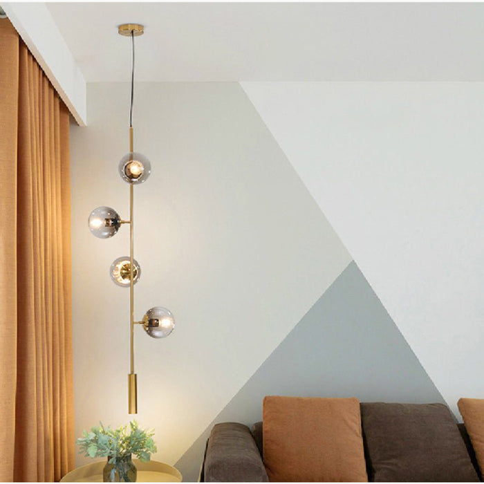 MIRODEMI® Iglesias Luxury LED Pendant Light in the Shape of Glass Ball for Dining Room Warm Light / Gold / Smoky Glass