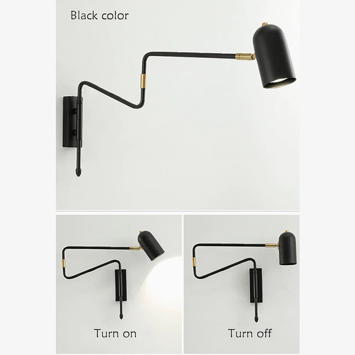 MIRODEMI® Igualada | Black/Gold Industrial Wall Sconce | wall lamp | wall light