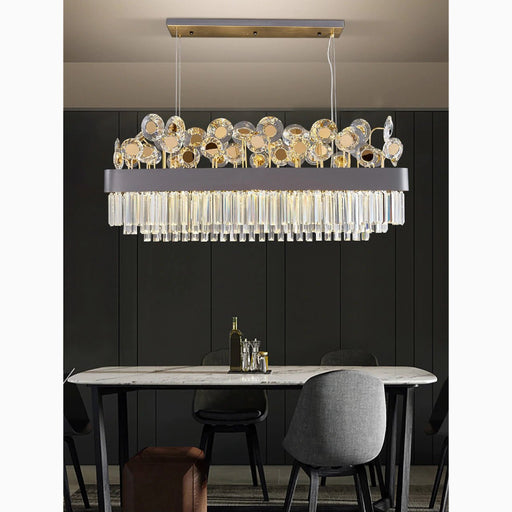 MIRODEMI Ilonse Outstanding Gold/Black Crystal Rectangle Chandelier For Living Room