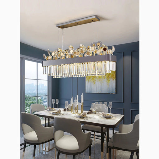 MIRODEMI® Ilonse | Outstanding Gold/Black Crystal Rectangle Chandelier For Dining Room