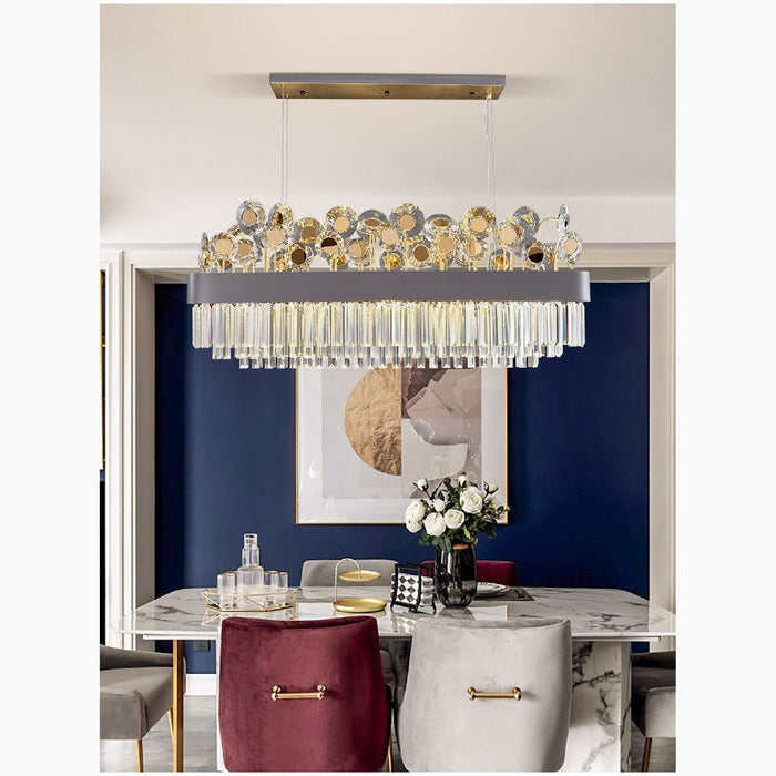 MIRODEMI Ilonse Outstanding Gold/Black Crystal Rectangle Chandelier For Kitchen
