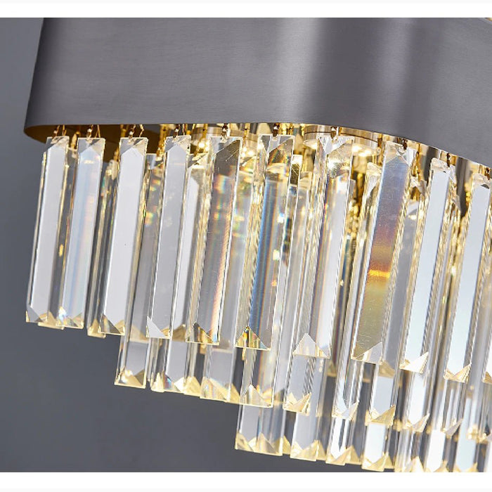MIRODEMI Ilonse Outstanding Gold/Black Crystal Rectangle Chandelier Lampshade Details Decor