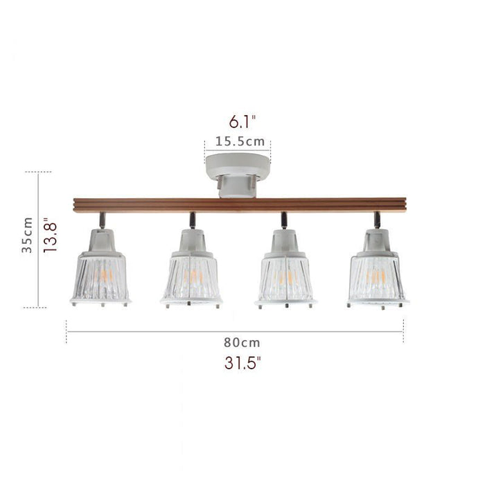 MIRODEMI® Imola | Japanese Wood Track Multi-Headed LED Ceiling Lamp for Restaurant