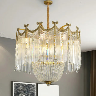 MIRODEMI® Imperia | Gorgeous Crystal Copper LED Chandelier for Dining Room, Bedroom