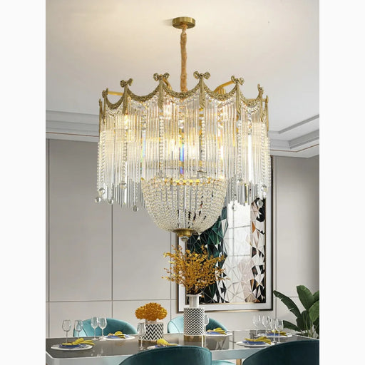 MIRODEMI® Imperia | Gorgeous Crystal Copper LED Chandelier for Dining Room, Bedroom