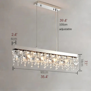 MIRODEMI® Incisa Scapaccino | Chrome Rectangular Crystal LED Chandelier for Dining Room, Kitchen, Scheme