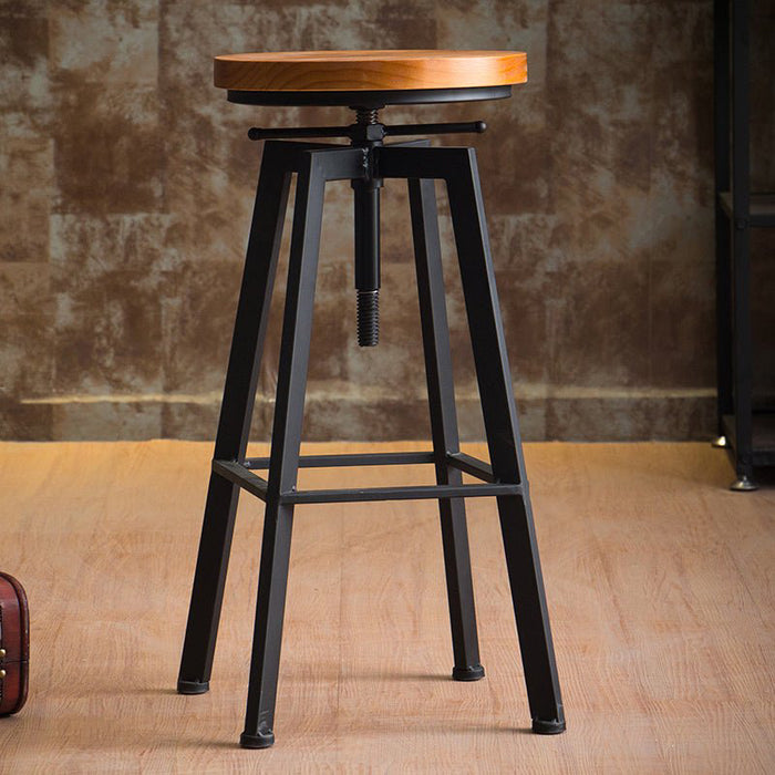 MIRODEMI® Industrial-Styled Iron Rotating and Lifting Bar Stool Made of Solid Wood image | luxury furniture | decor