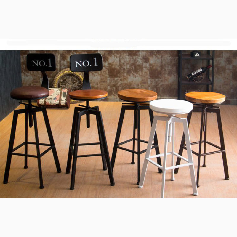 Industrial-Styled Iron Rotating and Lifting Bar Stool Made of Industrial-Styled Iron Rotating and Lifting Bar Stool Made of