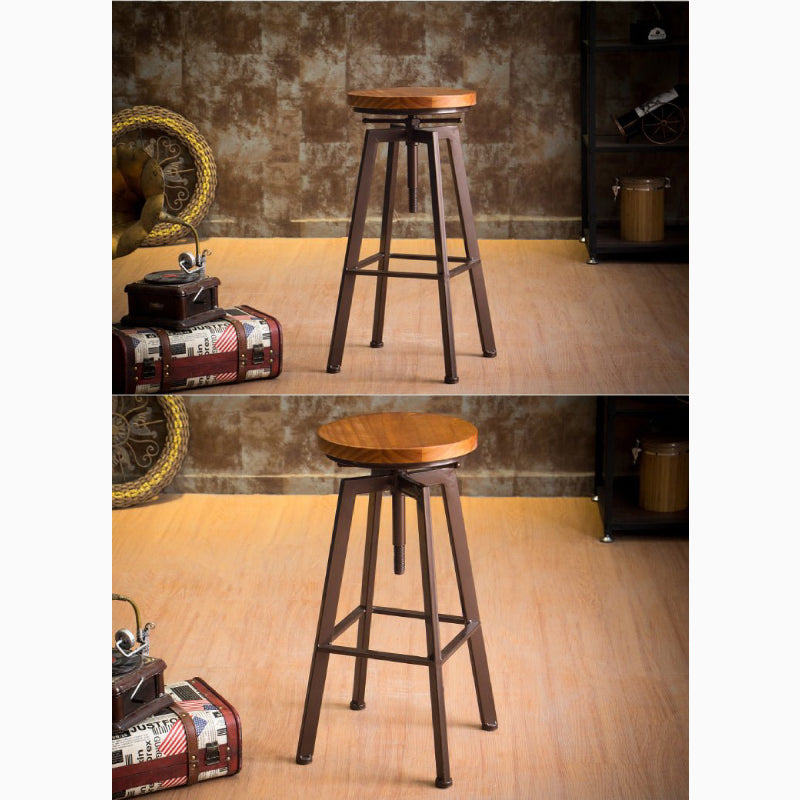 Industrial-Styled Iron Rotating and Lifting Bar Stool Made of Industrial-Styled Iron Rotating and Lifting Bar Stool Made of