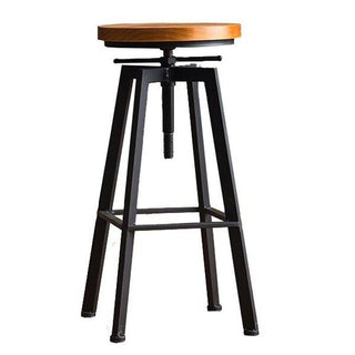 MIRODEMI® Industrial-Styled Iron Rotating and Lifting Bar Stool Made of Solid Wood