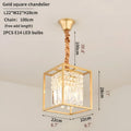 MIRODEMI Inverno e Monteleone | Square Crystal Hanging LED Chandelier Parameters Gold