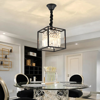 MIRODEMI Inverno e Monteleone | Square Crystal Hanging LED Chandelier for Dining Room