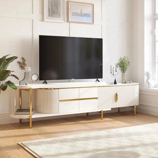 MIRODEMI® Isar | Elegant Mid-Century White TV Stand with Classic Vintage Design