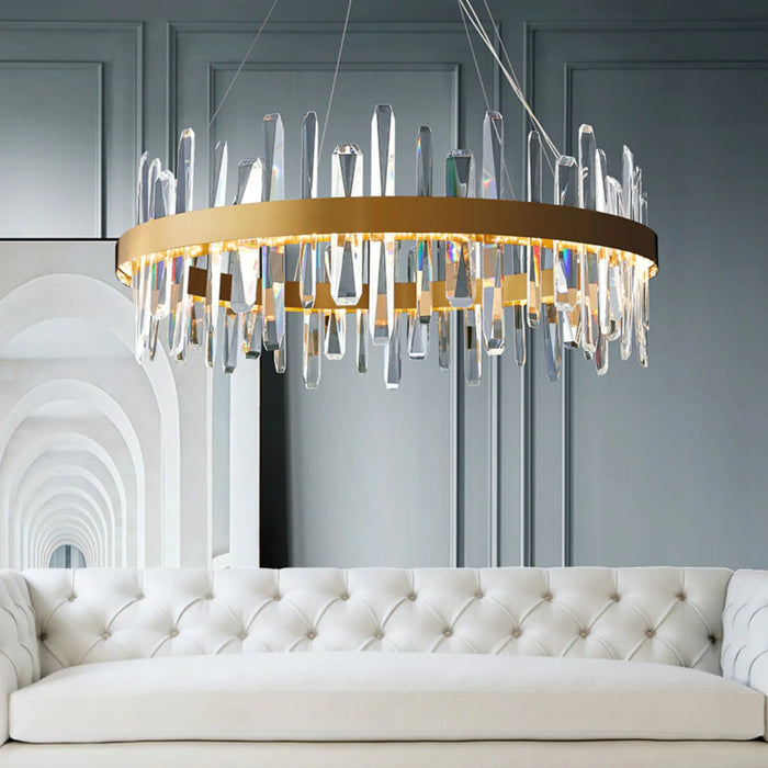 MIRODEMI® Jodoigne | Round Crystal Chandelier for Dining Room
