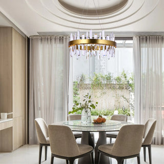 MIRODEMI® Jodoigne | Round Gold Chandelier for Dining Room