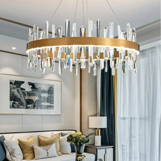 MIRODEMI® Jodoigne | Round Gold Crystal Chandelier for Bedroom