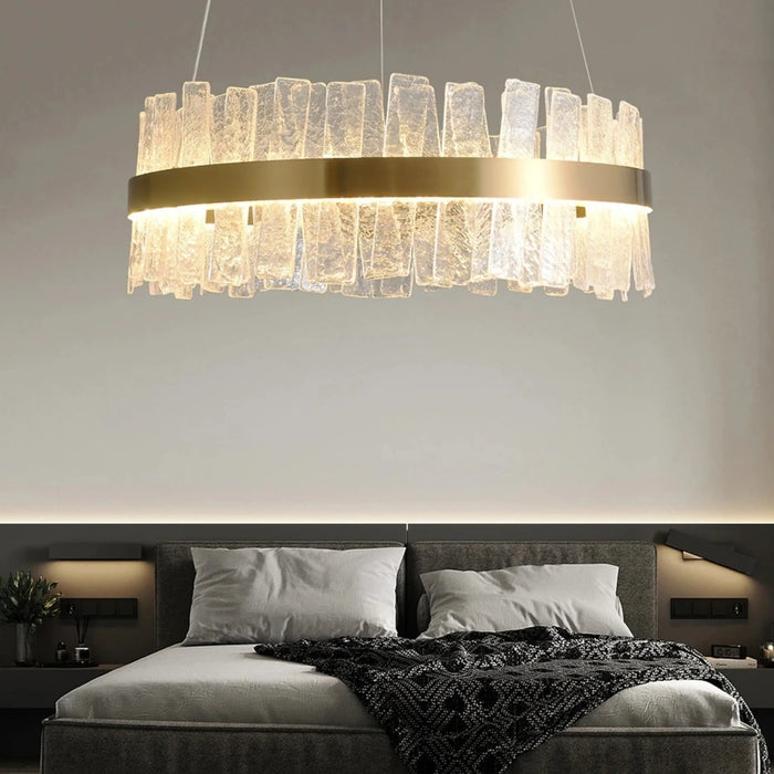MIRODEMI® Kortrijk | Round Glass Led Chandelier for Bedroom
