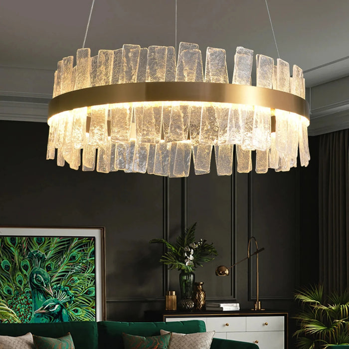 MIRODEMI® Kortrijk | Gold Glass Led Chandelier for Bedroom