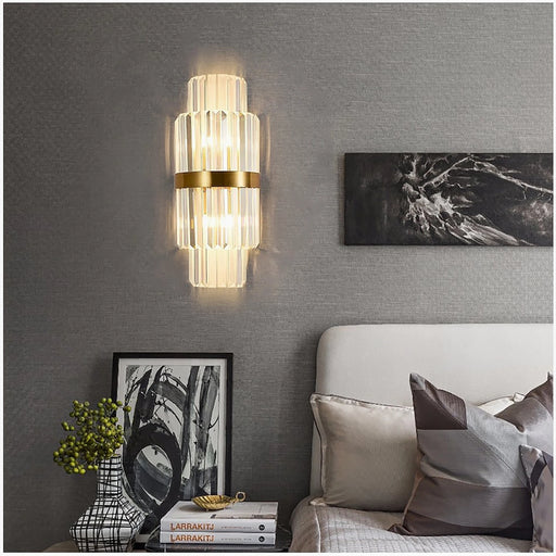 MIRODEMI® Kriens | Modern Crystal Wall Lamp for Bedroom | wall sconce | golden wall light