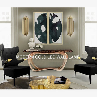 MIRODEMI® Küsnacht | Modern Polished Steel Wall lamp | wall sconces | golden wall light