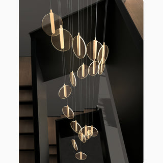 MIRODEMI® La Gaude | Elegant Gold Circles Magic Chandelier 18 heads / Cool light