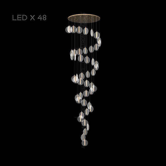 MIRODEMI® La Gaude | Elegant Gold Circles Magic Chandelier 48 heads / Warm light