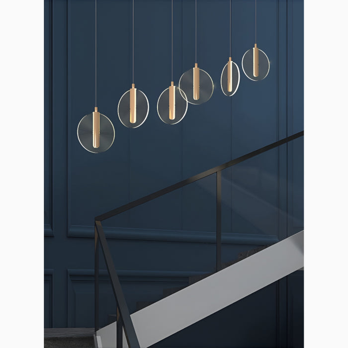 MIRODEMI® La Gaude | Elegant Gold Circles Magic Chandelier 6 heads / Cool light