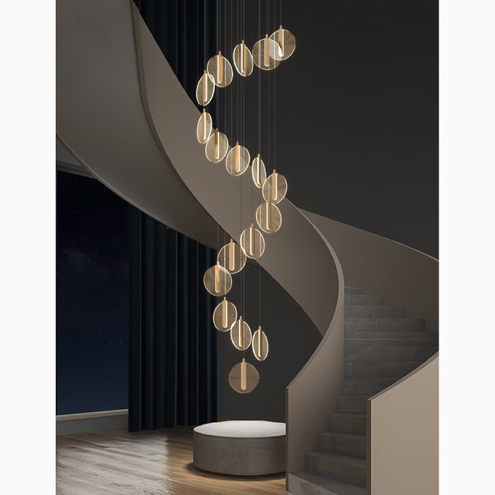 MIRODEMI® La Gaude | Elegant Gold Circles Magic Chandelier 24 heads / Cool light