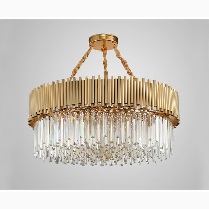 MIRODEMI® La Neuveville | Drum Gold Crystal Chandelier for Bedroom